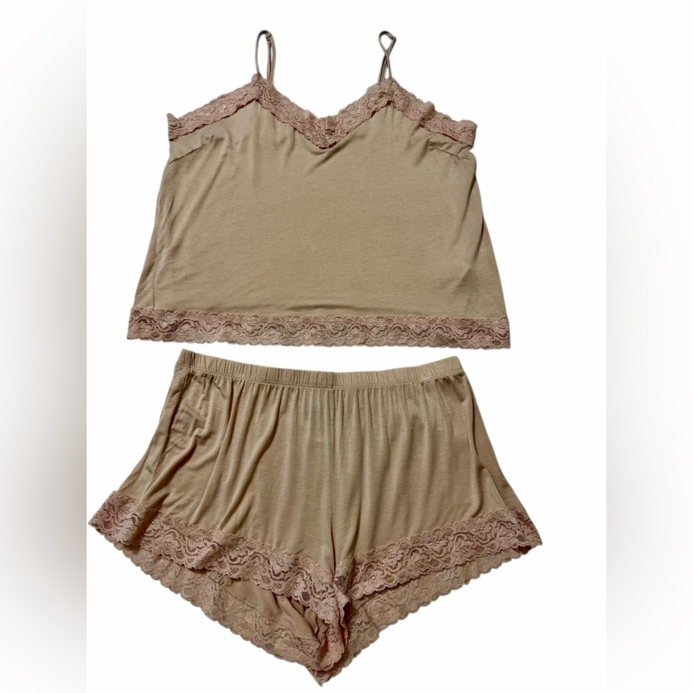 Hale Bob Pink Lace Trim Pajama Set